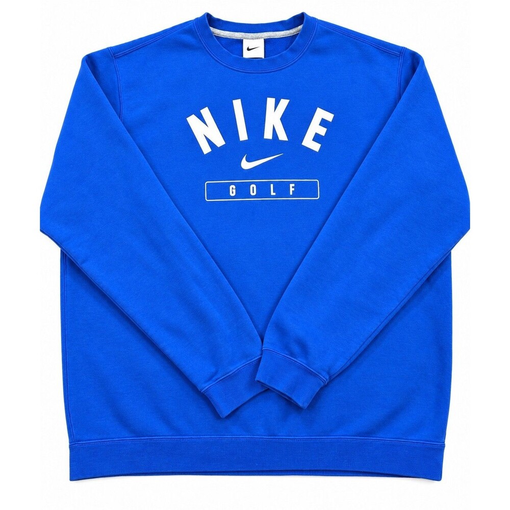 Mens Nike Golf Crewneck Sweatshirt XL Blue White Swoosh Fleece Pullover